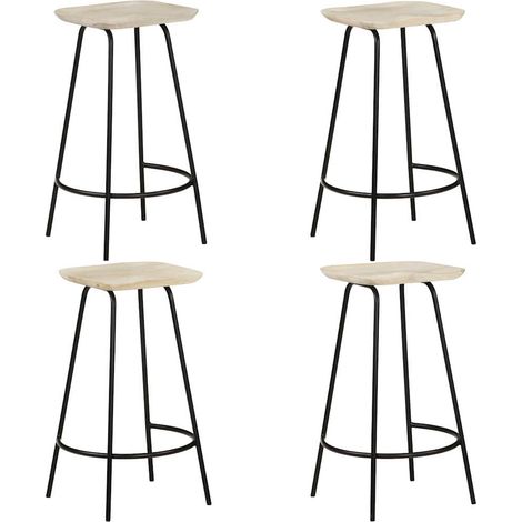 Lot de 4 Chaises de bar Tabourets de bar - Tabouret Haut Bois de manguier massif BV794195 - BonneVie (1/5)