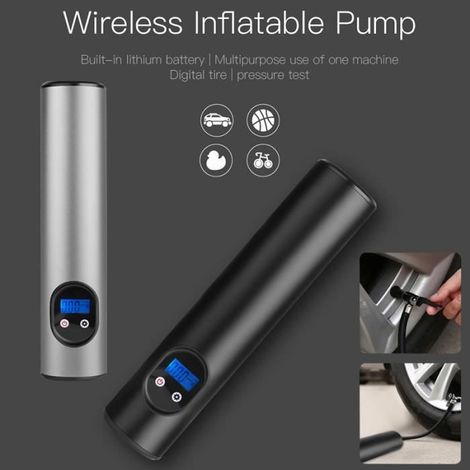 Pompe à air sans fil intelligente Mini gonfleur portatif Compresseur d'air pour moto bicyclette voiture - NOIR (1/4)