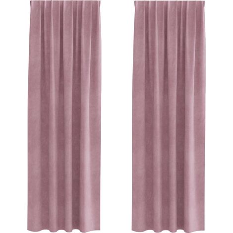 Rideaux occultants 2 pcs Rose foncé 140 x 245 cm Velours (1/4)