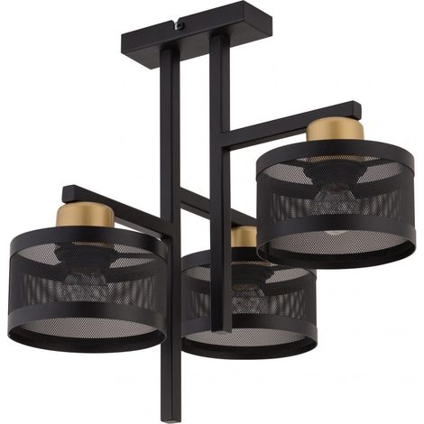 Plafonnier Off moderne métal noir/or 3 lampes E27 Sigma