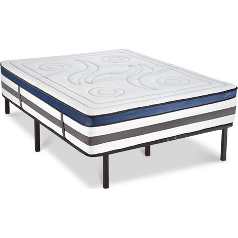 Ensemble Matelas Quintessence Mousse Accueil Mémoire Cocooning 30cm et sommier métal 180x200cm (1/5)