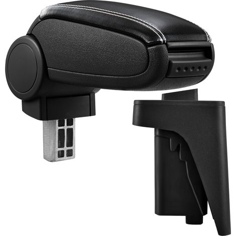 Mittelarmlehne Audi A3 8P mit Staufach Kunstleder Schwarz mit weißen Nähten pro.tec