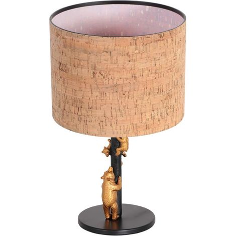 Lampe de table noire Animaux avec un chapeau en liège Ø20cm - 4354ZW (1/2)