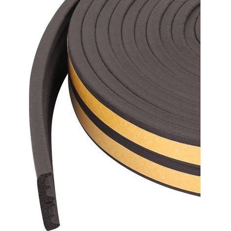 Bandes d'étanchéité pour portes et fenêtres, bandes d'étanchéité en mousse autocollantes, coupe-vent et insonorisantes (Noir, 6 m x 2, type E) (1/5)