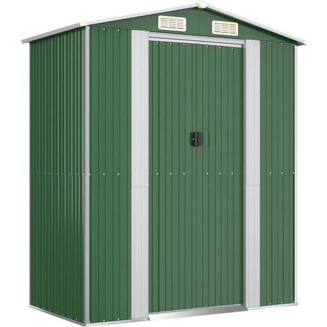 Casetta da giardino casetta per capanni casetta per ripostigli casetta per attrezzi da esterno robusta 192 x 108 x 223 cm acciaio zincato verde 020022359