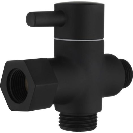 Valvola di intercettazione in ottone a 3 vie, adattatore da 3/8" a 12/17" per linea dell'acqua del WC, nera (1/5)