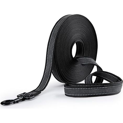 Correa para perros pequeños y medianos con agarres de goma antideslizantes y bandas reflectantes, 15 m de largo, de nailon suave y resistente, 15 m x 2,5 cm.
