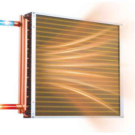 Pour Chaudière à Bois et CVC Transfert Thermique 55,6 kW Échangeur de Chaleur Air-Eau 559x559 mm 266 Ailettes Aluminium (1/5)