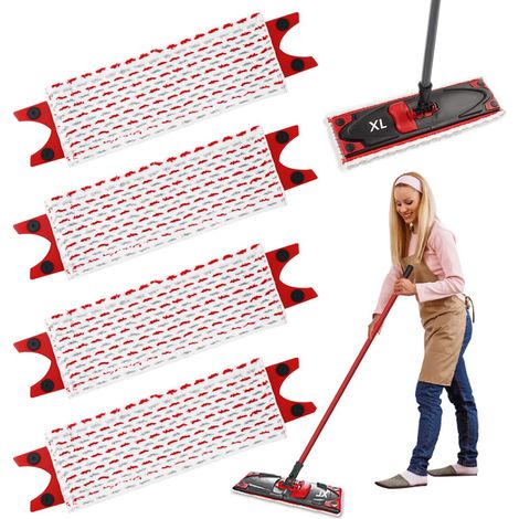 Applicable 4 Pièces Balai Serpillière Recharge pour Vileda UltraMax XL 2en1 Kit,51x14cm pour Vileda Ultramat XL Microfibre Absorbante Recharge, pour Lavage Sol, Taches de Nettoyage (1/5)