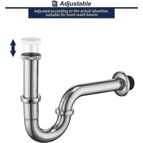 [NEVER USED] Stainless Steel Pipe Siphon Chrome Pipe Siphon Siphon + Washbasin Seal Odor Trap