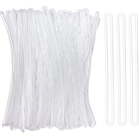 200 pièces sangles de bagage en plastique transparent, boucles élastiques pour étiquettes de bagage, attaches plastiques pour cartes d’identification, 6 pouces (1/5)