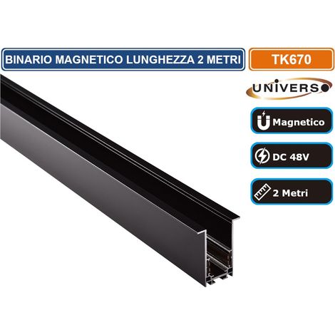 UNIVERSO BINARIO LINEARE IN ALLUMINIO NERO PER TRACK LIGHTS MAGNETICHE DC 48V LUNGHEZZA 2 METRI (1/2)
