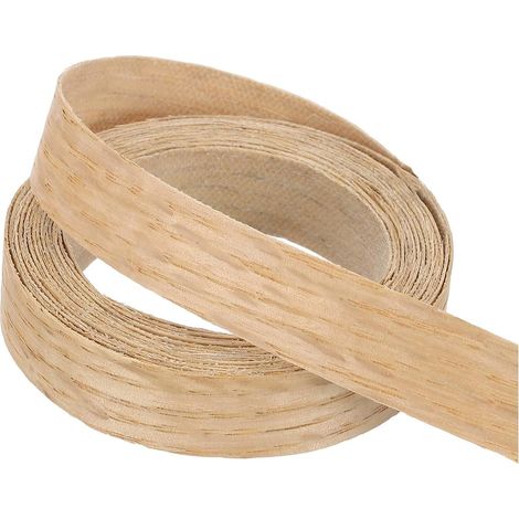 Edge Banding 3 m x 15 mm, Pre-Glued Wood Furniture Edge Veneer, Flexible Hot-Melt Plywood Veneer for Restoration Edges, Furniture Shelf, Panels, Oak White (1/5)