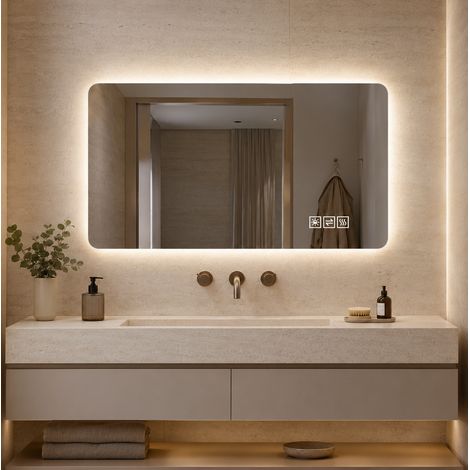 Espejo LED de baño 60 x 100 cm, antivaho, 3 colores, regulable HAVRYA (1/5)