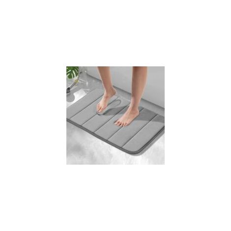 Tappetino da bagno antiscivolo in memory foam, 50 x 80 cm, assorbente, lavabile in lavatrice, ad asciugatura rapida, morbido e confortevole, grigio scuro - Crezuo