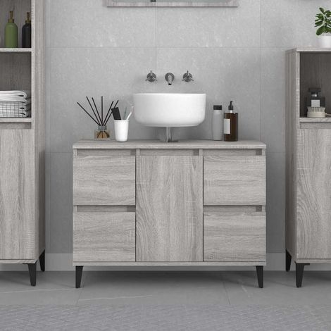 vidaXL Sink Cabinet Grey Sonoma 80x33x60 cm Engineered Wood (1/5)