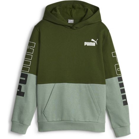 Puma POWER COLORBLOCK FL Hoodie für Jungen, grün, 67634531, Größe 140