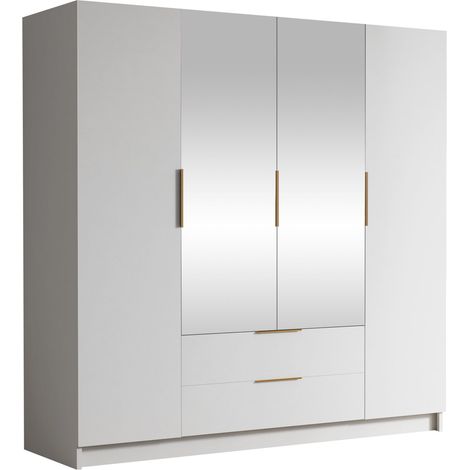 Armario Closico Cadron II, Blanco, 216x200x60cm, Puertas de armario: Con bisagras, Número de estantes: 0