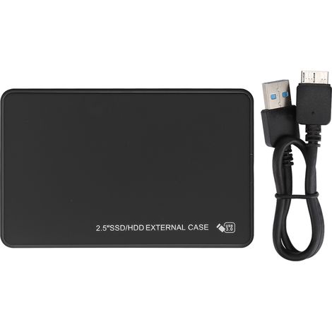 Boîtier externe pour disque dur mobile 2,5 pouces, coque ABS, transmission 5Gbps, boîtier HDD USB 3.0 SATA, noir (1/5)