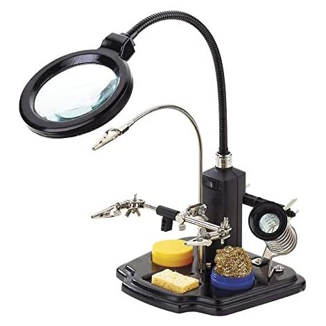 SOPORTE DE SOLDADOR CON LUPA Y PINZAS DE COCODRILO HRV7571 NIMO