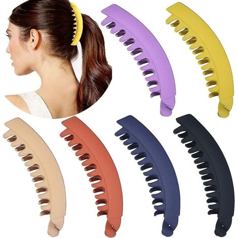 Set mit 6 großen Bananenhaarspangen für dickes Haar (1/4)