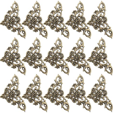 24pcs Équerres d'angle Vintage en Alliage de Zinc Or pour Boîte Antique et Couverture de Livre avec Vis, Robustesse et Solidité Solide pour Décoration Élégante (1/5)