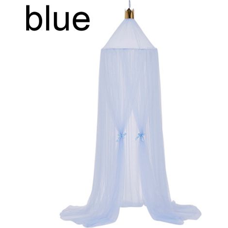 Moustiquaire dôme suspendue princesse, canopy circulaire décoratif anti-moustiques pour chambre, Composition : 60 × 240 cm, Couleur : bleu (1/5)