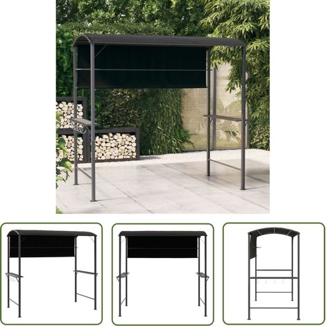 The Living Store Belvédère avec toit 220x110x200 cm Anthracite - Abris Exterieurs - Gazebo - Tonnelle De Jardin - Parasol - Protection Solaire (1/5)