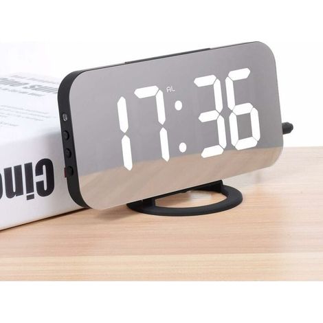 Réveil Numérique, reveil Matin LED Miroir Horlogue Digitale Réveil de Chevet Réveil Matin, Lumière de Nuit, Luminosité Réglable (1/4)