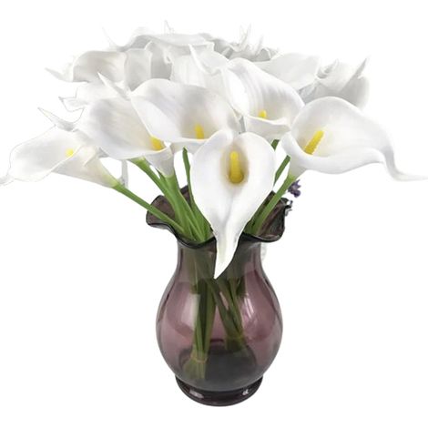 Lot de 10 fleurs artificielles au toucher réaliste, décoration de mariage, lys calla, accessoires de décoration pour fête de mariage