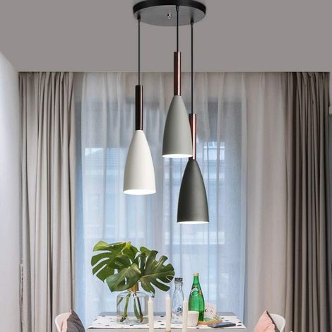 Plafond en aluminium nordique moderne pendentif en bois nordique pendentif cuisine éclairage salon (3 en 1) (1/2)