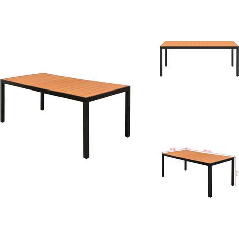 Gartentisch Braun 185x90x74 cm Aluminium und WPC - Esstisch - Gartenmöbel - Terrassenmöbel - Außenbereich - Aluminiumtisch (1/3)