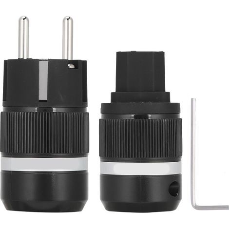 Connecteur d'Alimentation AC Audio IEC en Cuivre Pur avec Placage Rhodium, Prise Mâle/Femelle 100-250V E100R/F100R (1/5)