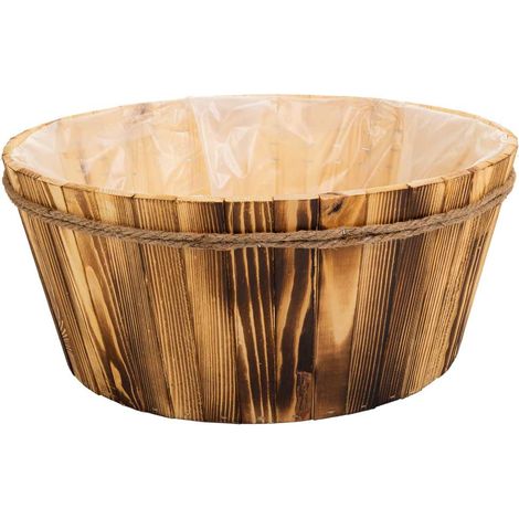 Cesto de madera y cuerda marrón d45x20 (1/5)