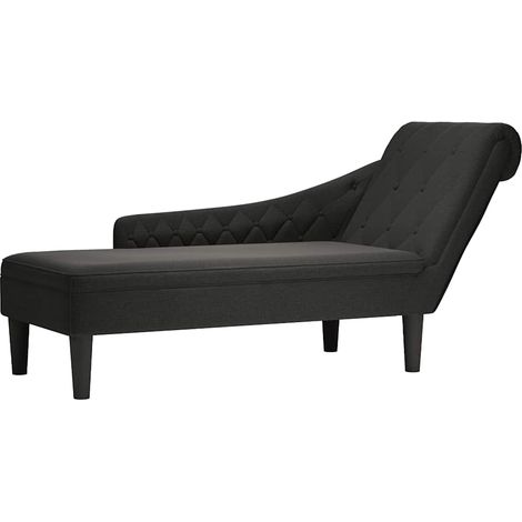 Tumbona con almohada y reposabrazo derecho tela negro vidaXL