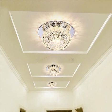 Utoopie 5W Luminaires de plafond à cristaux, Moderne plafonnier à LED Lumière chaude Ronde Cristal Ø12cm pour cuisine couloir (1/4)
