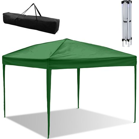 TolleTour Carpa plegable impermeable de 3 x 3 m, pabellón de jardín estable y de altura ajustable, carpa plegable portátil, color verde (1/5)