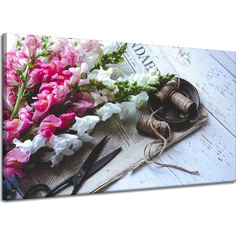 Stampa su tela Flora Bocche di leone 120x70 cm Bouquet di fiori