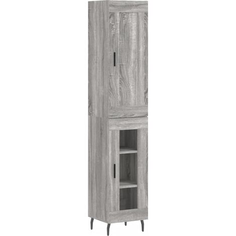 Buffet bahut commode armoire meuble de rangement organisateur cuisine salle de séjour salon haut sonoma 34,5 x 34 x 180 cm bois d'ingénierie gris