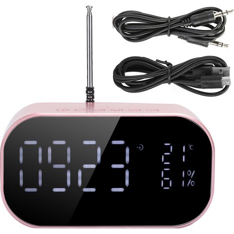 Enceinte Bluetooth sans Fil avec Écran LCD, Boîtier Métallique, Alarme et Basses Puissantes pour Table de Chevet (1/5)