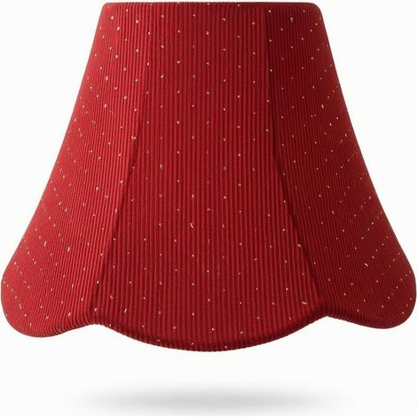 Retro Corduroy Lampshade with Decorative Scalloped Edge, Light Fixture for Bedroom, Red, style to 2 (1/5)