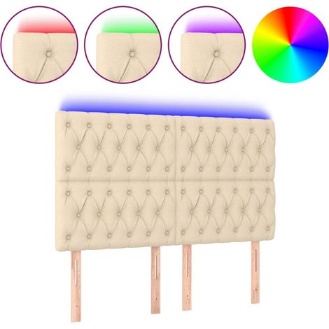 Maison Exclusive - Testiera a LED Crema 144x7x118/128 cm in Tessuto (1/5)