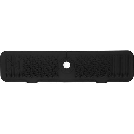 Kitchen Sink Splash Guard 24 Inch Silicone Faucet Mat Handle Drip Catcher for Dish Drying Soap Sponge Holder Black