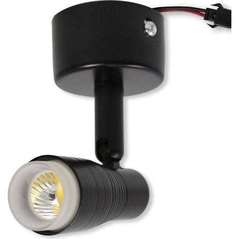 Faretto proiettore led cob 3 watt con staffa orientabile applique da soffitto o parete scocca nera luce fredda 6500 k (1/3)