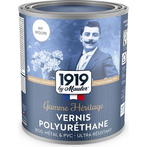 Vernis polyuréthane bois, métaux, carton & PVC - 1L Mat Incolore - Qualité air A - Gamme Héritage 1919 by Mauler
