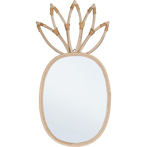 Specchio "Mozambico Ananas" naturale in rattan compensato e vetro -26x54 (1/2)