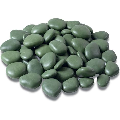 Dekorative Kieselsteine aus recyceltem Kunststoff «re-pebbles», anti-verschleiß, für Außen- und Innenbereich -Grün / klein
