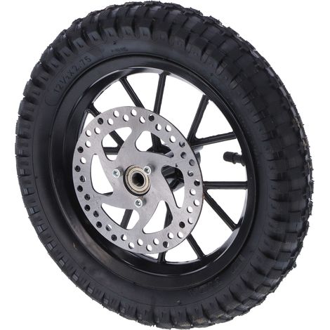 12,5 x 2,75 Zoll Gummivorderreifen mit Bremsscheibe und angeschraubtem Kettenrad für 47- und 49-cm³-2-Takt-Mini-Motocross-Motorräder, schwarz, Komplettrad (1/5)
