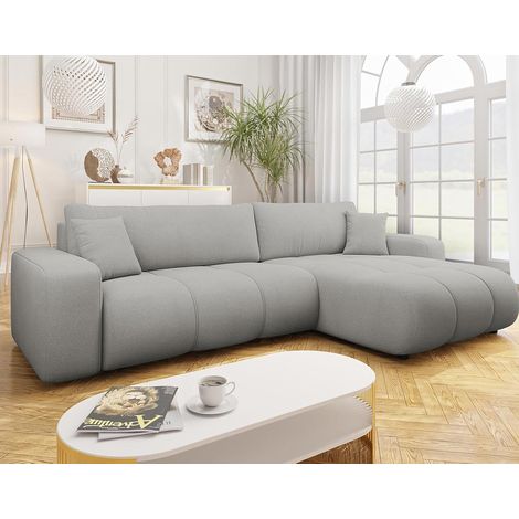 Nicole - canapé d'angle réversible 5 places convertible avec coffre en tissu (1/5)