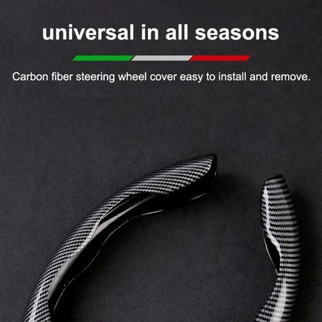Housse de volant de voiture, fibre de carbone, accessoires intérieurs automobiles universels (1/5)